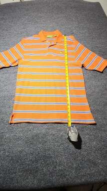 Masters Tournament Augusta National Men's Striped Pique Golf Polo Orange Blue